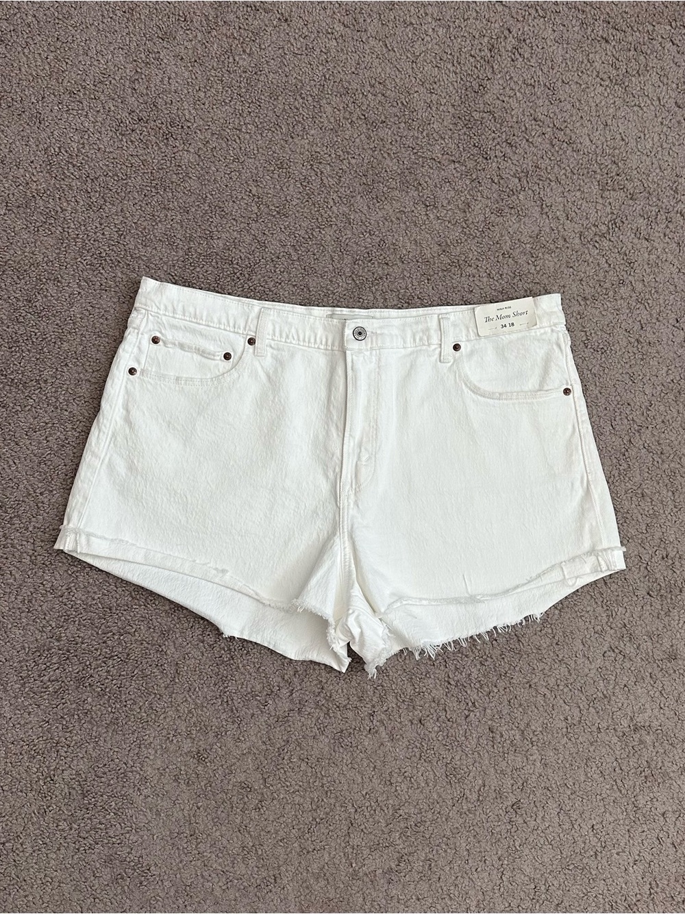 Abercrombie & Fitch The Mom Short High Rise White Denim Womens 34/18
